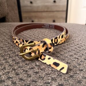 American Eagle Outfitters Leopard Print Belt with Gold Buckle